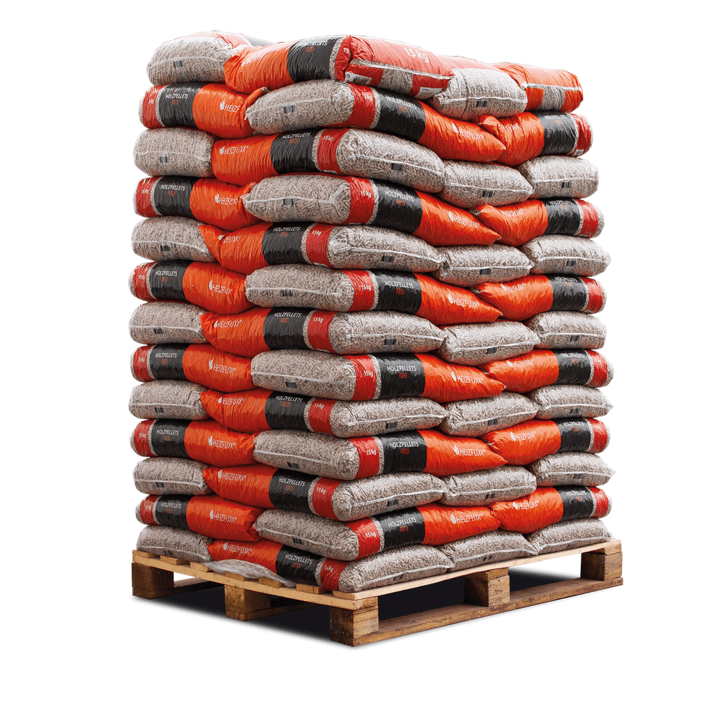 Holzpellets Red – 65 × 15 kg | Hartholzpellets mit hohem Heizwert, wenig Asche