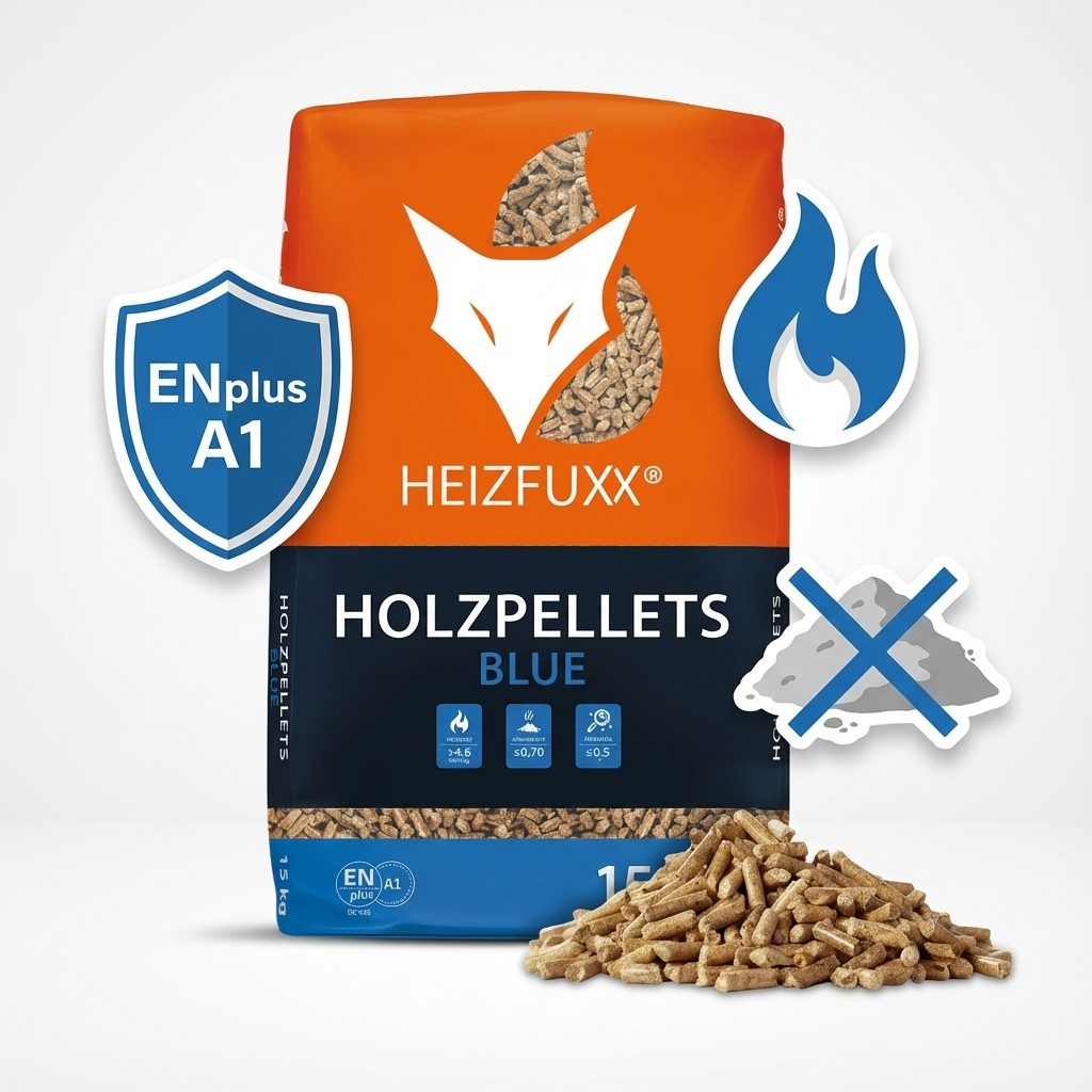 Holzpellets Blue – 65 × 15 kg | ENplus A1, hoher Heizwert